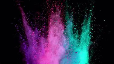Neon Renk Tozu Patlamasının Süper Yavaş Çekimi, 300 fite ayarlandı. Yüksek hızlı sinema kamerasıyla çekildi, 4K.