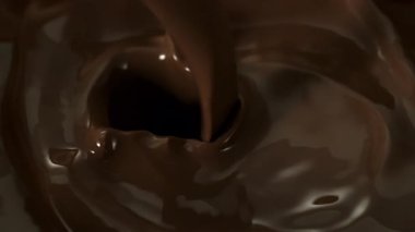 Süper Yavaş Çekim Detaylı Dökülen Erimiş Çikolata Çekimi 1000fps 'te. Yüksek Hız Sinema Kamerası, 4K.