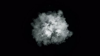 Süper Yavaş Çekim Yuvarlak Duman Patlaması Siyah Kamera 'ya doğru 1000fps' de izole edildi. Yüksek Hız Sinema Kamerası, 4K.