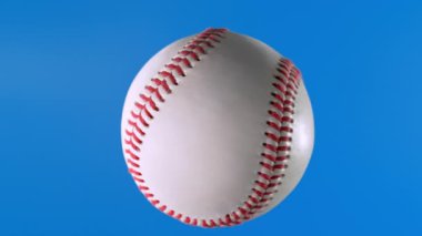 Beyzbol Topu 1.000 fp hızında Mavi Ekranda Süper Yavaş Harekette Dönüyor. Birleşiklik ve spor görselleri için mükemmel.