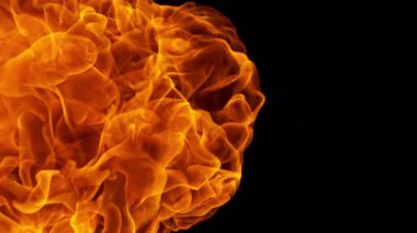 Süper Yavaş Hareketli Ateş Patlaması Kara Arkaplan 'da izole edildi. 4K 'de yüksek hızlı sinema kamerasıyla çekilmiş..