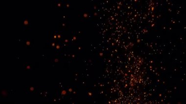 Gerçek Ateşin Süper Yavaş Çekimi Kara Arkaplan 'da izole edilmiş kıvılcımlar. Yüksek Hız Sinema Kamerası, 4K.