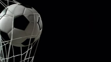 Super Slow Motion Soccer Ball Gol Ağı Kara Arkaplanda izole edildi, 1000fps. Yüksek Hız Sinema Kamerası, 4K.