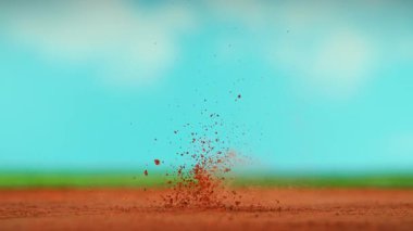 Tenis topu Clay 'e Süper Yavaş Hareket' te çarpıyor, 1000fps. Yüksek Hız Sinema Kamerası, 4K.