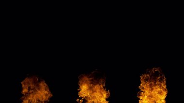 Süper Yavaş Ateş Patlaması Koleksiyonu Kara Arkaplan 'da izole edildi. 4K 'de yüksek hızlı sinema kamerasıyla çekilmiş..