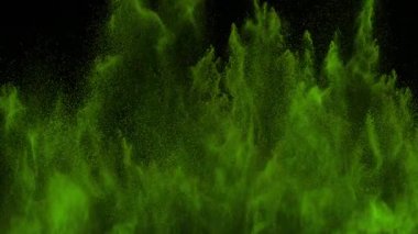 Matcha Powder 'ın Süper Yavaş Çekimi Kara Arkaplan' da izole edildi. Yüksek Hız Sinema Kamerası, 4K.