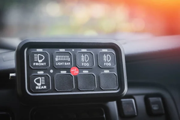 Dodatkowy Panel Deski Rozdzielczej Wnętrzu Samochodu Sterowania Oświetleniem Zewnętrznym — Zdjęcie stockowe