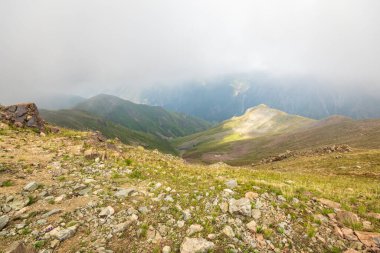 Minimalistic alpine scenic landscape of Central Asia of the Tien Shan mountain system.