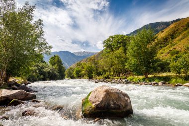 Mountain river in Turgen gorge. Kazakhstan nature in central asia.