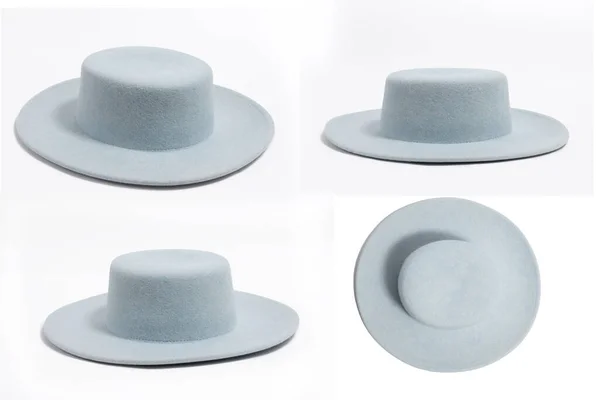 Ensemble Angles Chapeau Bleu Été Stilish Pour Les Femmes Fond — Photo
