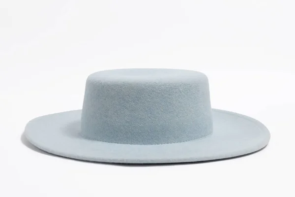 Vue Latérale Stilish Chapeau Bleu Été Pour Les Femmes Fond — Photo