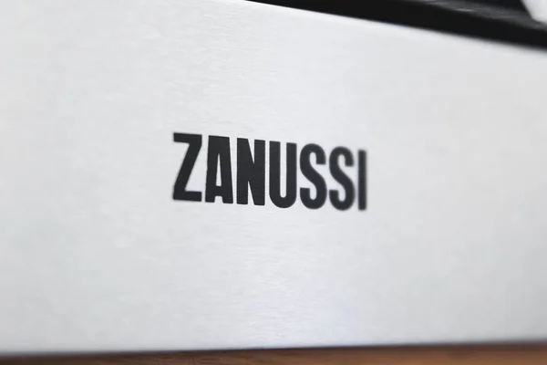 stock image Zanussi logo close-up on a built-in microwave. Almaty, Kazakhstan - April 15, 2023