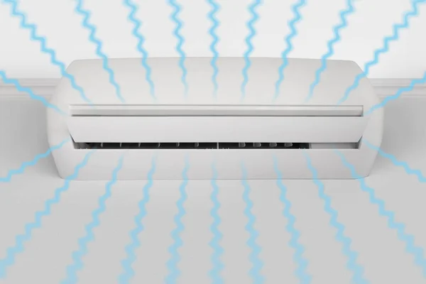 白墙安装的空调机的新鲜冷空气 — 图库照片