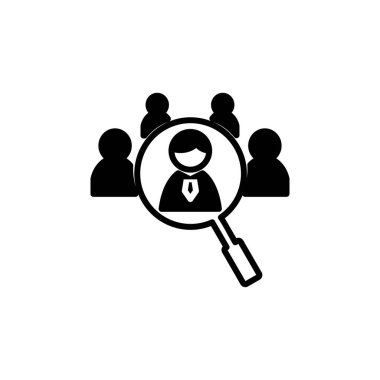 Simge vektörü işe alınıyor. Arama görevi boşluk simgesi. Büyüteç insanları arıyor.