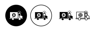 Ambulans simgesi vektörü. Ambulans arabası simgesi