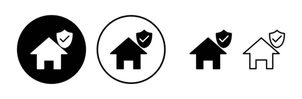 家庭保险图标向量 家庭护盾保护标志 — 图库矢量图片
