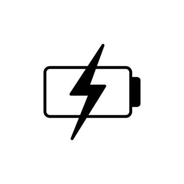 Batarya ikon vektörü. Batarya şarj göstergesi simgesi.