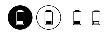 Batarya ikon vektörü. Batarya şarj göstergesi simgesi.