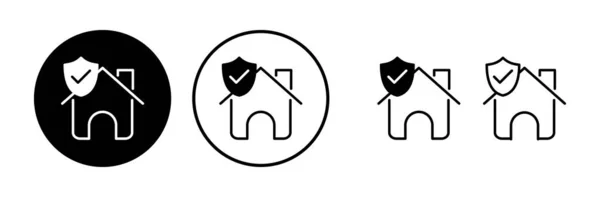 家庭保险图标向量 家庭护盾保护标志 — 图库矢量图片
