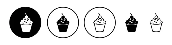 杯蛋糕图标向量 蛋糕图标 面包店 — 图库矢量图片