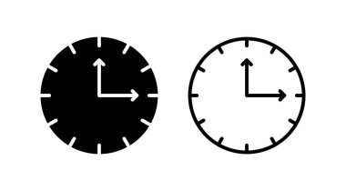 Saat simgesi. Zaman simgesi vektörü. Moda düz biçimli saat simgesi izole edildi