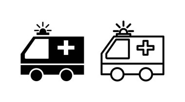 Ambulans simgesi vektörü. Ambulans arabası simgesi