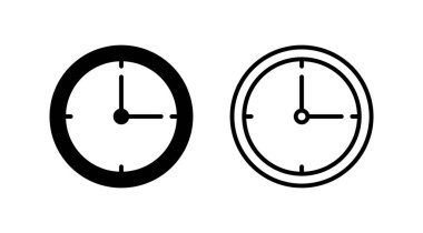 Saat simgesi. Zaman simgesi vektörü. Moda düz biçimli saat simgesi izole edildi