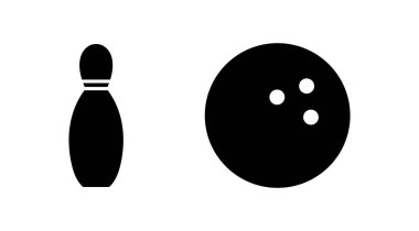 Bowling ikonu vektörü. Bowling topu ve iğne simgesi. Top simgesi ile bowling lobutları.