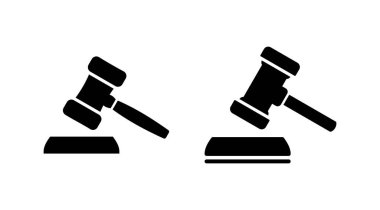 Gavel ikon vektörü. Yargıç Tokmak ikonu. Açık arttırma çekici 