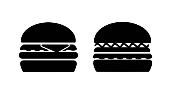 Burger Ikon Vektörü Hamburger Logosu Fast Food Simgesi — Stok Vektör