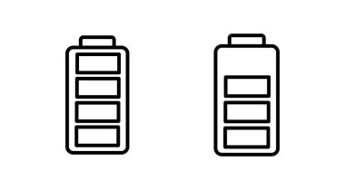 Batarya ikon vektörü. Batarya şarj göstergesi simgesi.
