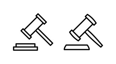 Gavel ikon vektörü. Yargıç Tokmak ikonu. Açık arttırma çekici 
