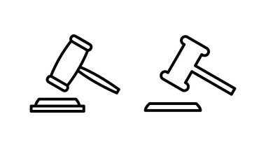 Gavel ikon vektörü. Yargıç Tokmak ikonu. Açık arttırma çekici 
