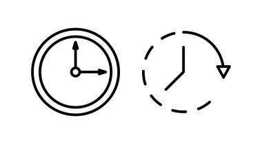 Saat simgesi. Zaman simgesi vektörü. Moda düz biçimli saat simgesi izole edildi