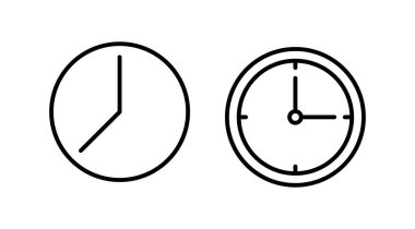 Saat simgesi. Zaman simgesi vektörü. Moda düz biçimli saat simgesi izole edildi