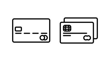 Kredi kartı ikon vektörü. Ödeme ikonu. debit ödeme simgesi