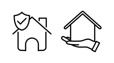 Ev sigortası ikonu vektörü. ev kalkanı koruma logosu