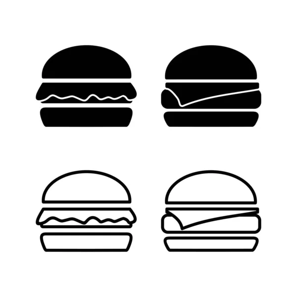 Вектор Значков Бургеров Иконка Логотипа Гамбургера Икона Быстрого Питания — стоковый вектор