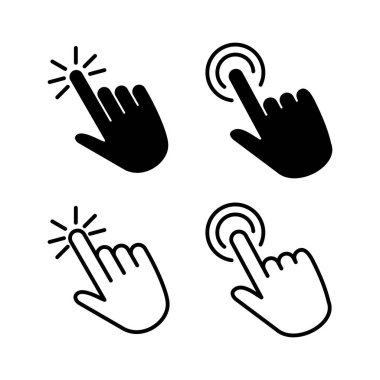 Simge vektörüne elle tıkla. Parmak tıklama simgesi. noktalama simgesi