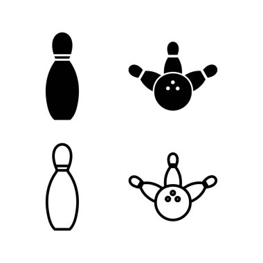 Bowling ikonu vektörü. Bowling topu ve iğne simgesi. Top simgesi ile bowling lobutları.
