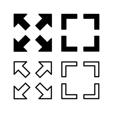 Tam ekran simge vektörü. tam ekran simgesini genişlet