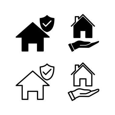 Ev sigortası ikonu vektörü. ev kalkanı koruma logosu