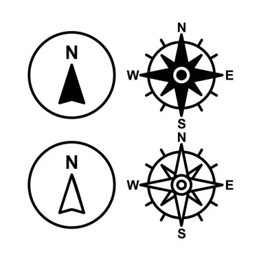Pusula simgesi vektörü. navigasyon simgesi