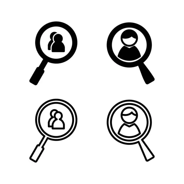 雇用图标向量 搜索职位空缺图标 放大镜寻找人 — 图库矢量图片