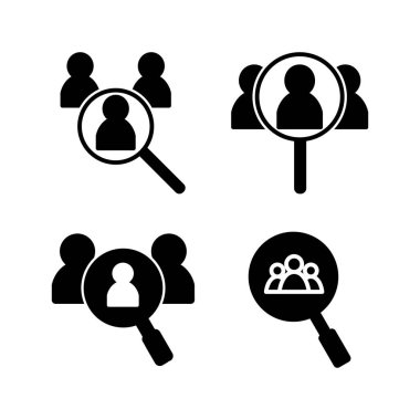 Simge vektörü işe alınıyor. Arama görevi boşluk simgesi. Büyüteç insanları arıyor.