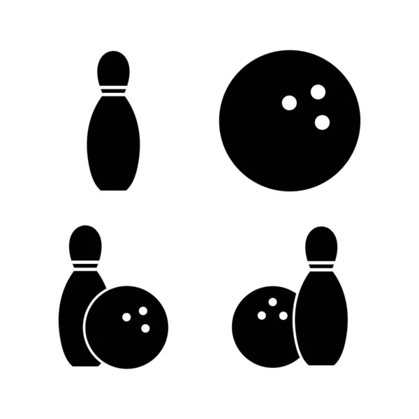Bowling Icon Vector Bowling Ball Pin Icon Bowling Pins Ball — Stock Vector