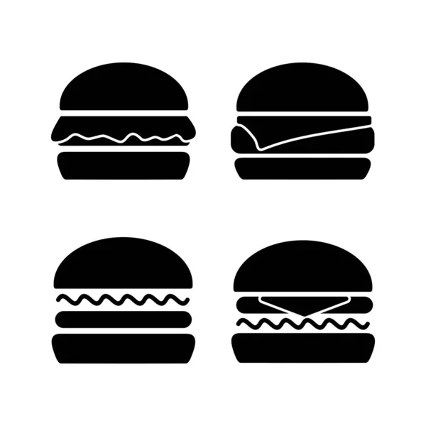 Вектор Значков Бургеров Иконка Логотипа Гамбургера Икона Быстрого Питания — стоковый вектор