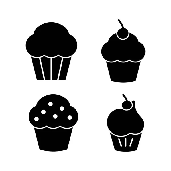 Gâteau Icône Vecteur Icône Gâteau Boulangerie Muffin — Image vectorielle