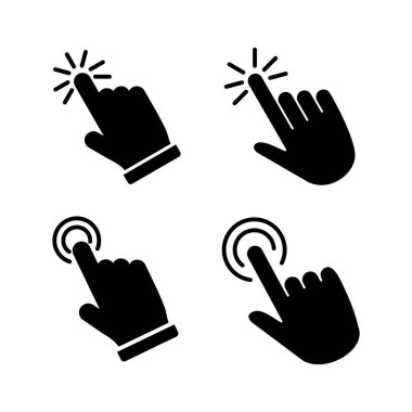 Simge vektörüne elle tıkla. Parmak tıklama simgesi. noktalama simgesi