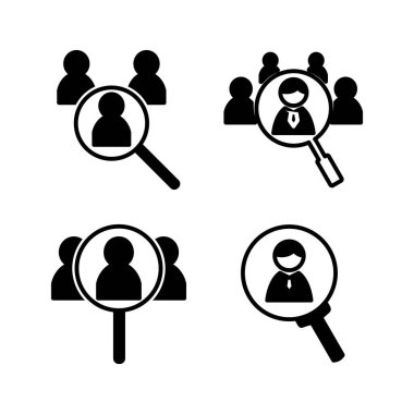 Simge vektörü işe alınıyor. Arama görevi boşluk simgesi. Büyüteç insanları arıyor.